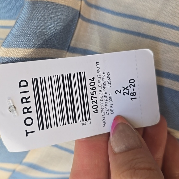 Torrid Lizzie Crinkle Gauze Button Up Stripe Skirt Maxi Set New 2x 3x - Picture 13 of 16